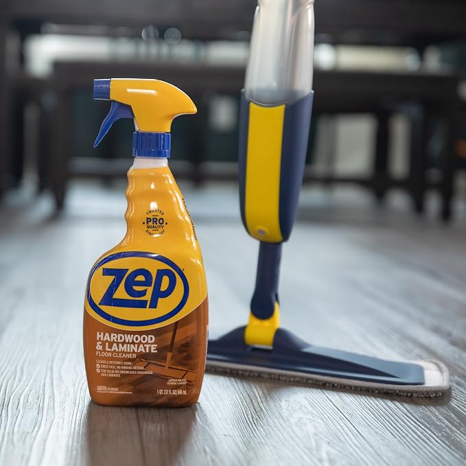 Zep Hardwood and Laminate Floor Cleaner - 32 Oz (Case of 4) - ZUHLF324 - Cleans Spots, Stains, and Scuffs while Restoring Shine on Hardwood, Laminate, Cabinet Doors, Crown Molding, and MORE