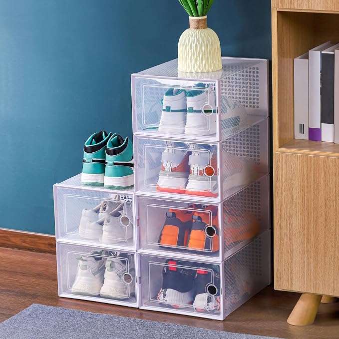 6PCS transparent shoebox for easy storage shoes odorless environmentally friendly particles plastic