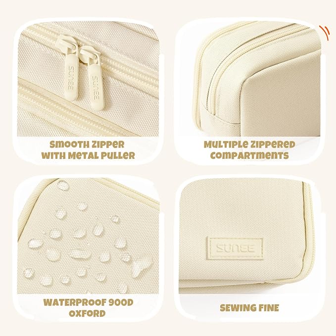 SUNEE Pencil Case, Large Capacity Pencil Pouch, Aesthetic Big Pen Bag 900D Oxford Pen Box for Office Stationery Organizer School Supplies Multifunctional for Teen Boys Girls Women Men, Beige