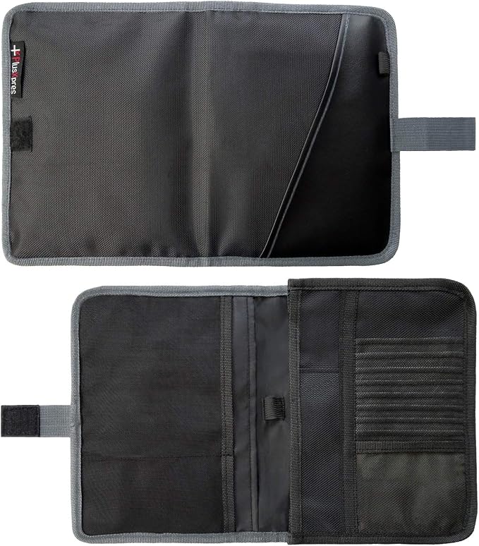 PlusXpres Glove Box Compartment Organizer - Car Document Holder - Gray | Owner Manual Case Pouch, Vehicle Storage Wallet for Registration and Insurance Card, Auto Paperwork Holder, Log Book included