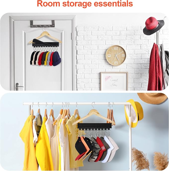 Hat Rack for Baseball Caps Hat Organizer Holder for Hanger & Room Closet Display