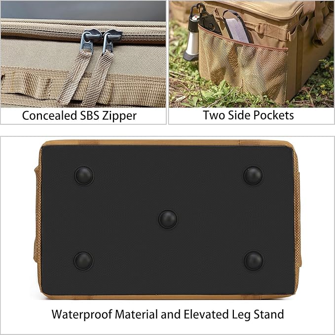 Tactical Camping Storage Bag - 46L Utility Tote Bag Trunk Organizer (Black)