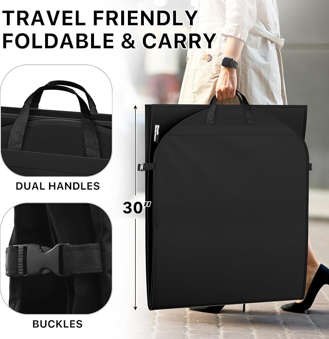 Simple Houseware 60'' Travel Garment Bag with Pockets for Suits, Dresses, Coats, Tuxedos, Heavy Duty 300D Polyester