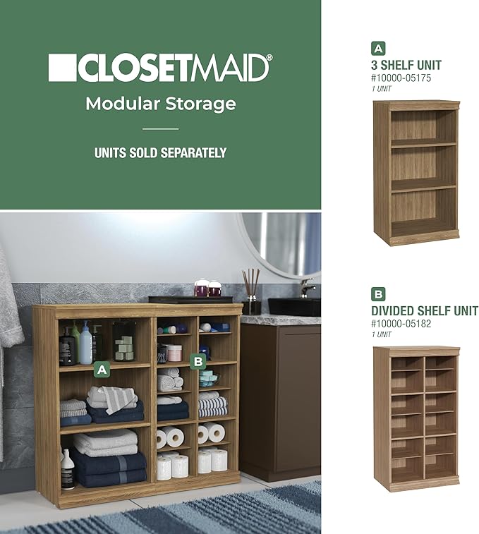 ClosetMaid Modular Storage Stackable 12-Shelf Unit with Dividers, Sand