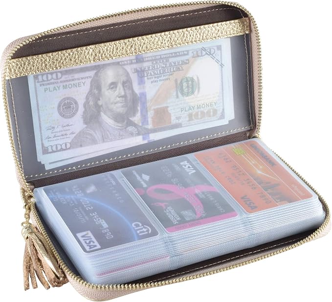 Easyoulife Credit Card Holder Wallet Womens Zipper Leather Case Purse RFID Blocking