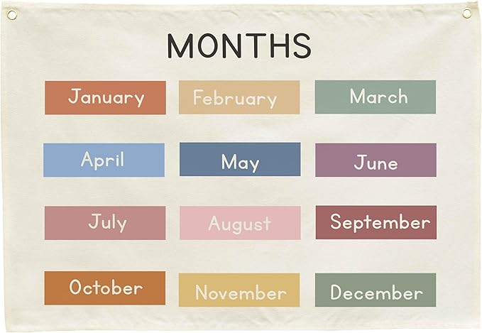 Classroom Wall Banner Decor-Teacher Gift-Inspirational Back to School Wall Art Flag Decor-Months-Hanging Canvas Banner for Classroom Reading Corner Homeschool Teacher Office Reading Corner