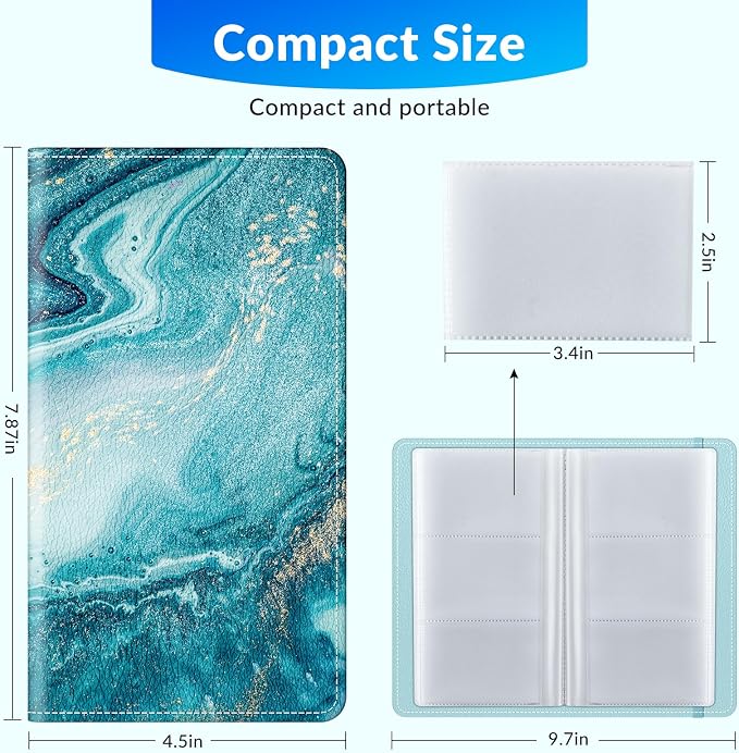 Pu leather business card organizer， 240 Capacity business card holder organizer，Credit card holder for women and men