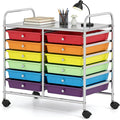 COSTWAY 12-Drawer Rolling Storage Cart, Utility Storage Organizer Cart | For Tools, Scrapbook, Paper, Craft, Multipurpose Art Supply Organizer on Wheels for Home Office School, Teacher, Multicolor