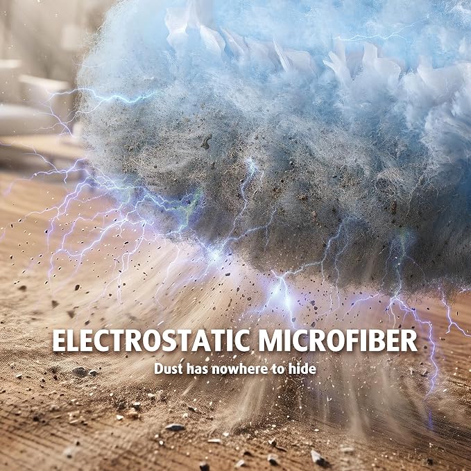 60 Count Electrostatic Duster Refills Compatible with Swiffer Duster, 6X Microfibers Heavy Duty 2 Side 360° Duster Refills, Disposable Multi Surface Dusters for Cleaning, Unscented