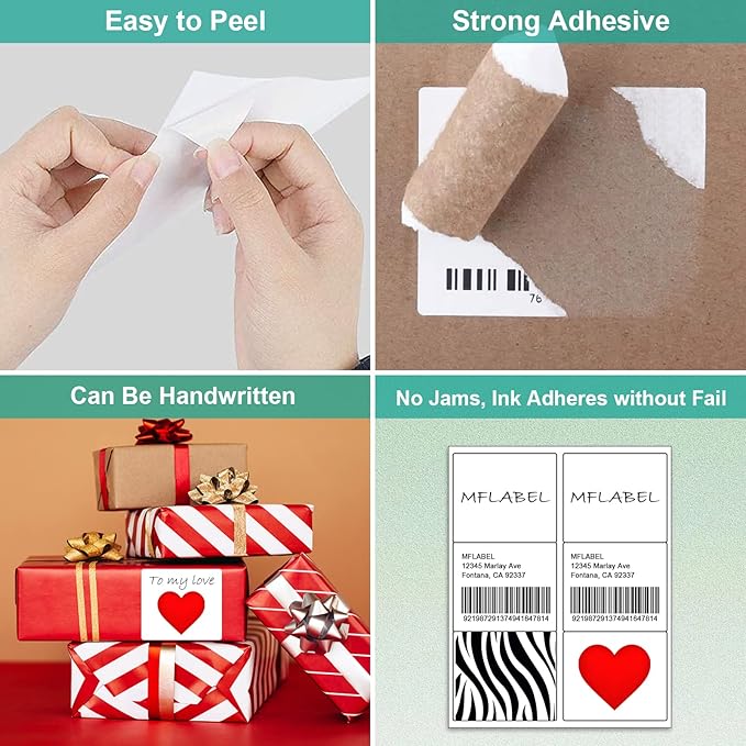 MFLABEL 3-1/3" x 4" FBA Shipping Labels - 6-UP on 8.5x11 Sheet, 100 Sheets (600 Labels) | Easy to Peel & Pop-Out Design for Laser & Inkjet Printers | Address Labels for Amazon FBA, UPS, FedEx