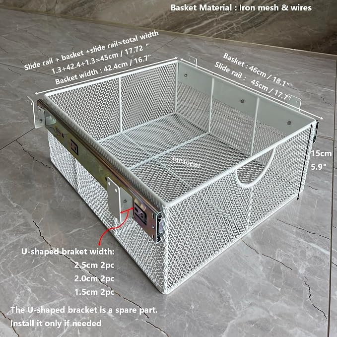 Pull Out Closet Drawer for Clothes | Sliding Wire Basket for Wardrobe Cabinets | Roll Out Storage Organizer | Side Mounting | for Home, Kitchen,Pantry