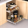 Expandable Pull Out Drawer Cabinet Organizer, Adjustable Width Bottom-Mounted Slide Out Storage Shelves for Cabinets, Required Cabinet Size (W: 10.16"~16.36", D≥22.5"), 1 Pack