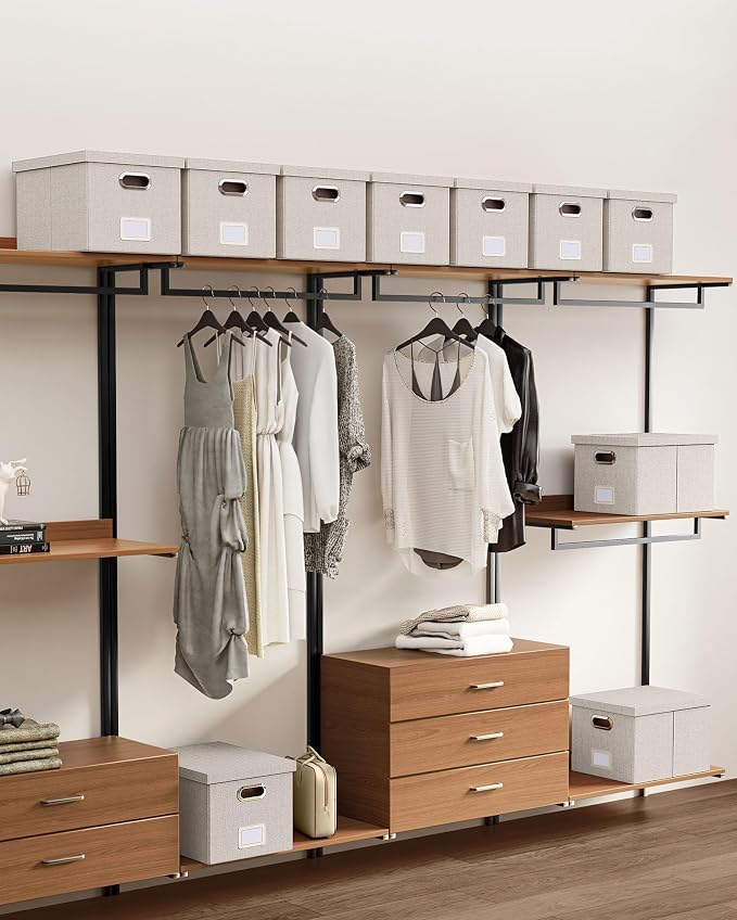 Oterri File Organizer with Lid, File Box, File Cabinet for Letter File Folder Storage, Hanging File Organizer for Office/Decor/Home,Document Organizer, 1 Pack,Beige-Box Only