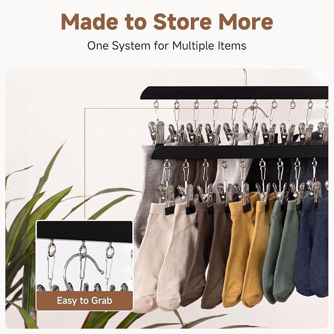 StorageWorks Hat Organizer 4 Pack, Black Cap Hanger Rack with 10 Clips