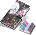 RFID Credit Card Holder, Leather Business Card Organizer with 96 Card Slots, Credit Card Case for Managing Your Different Cards and Important Documents to Prevent Loss or Damage (Skeleton Flower)