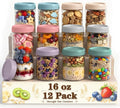 Overnight Oats Containers with Lids, Mason Jars 16 oz, Glass Storage Jars | 12 Pack Wide Mouth Glass Jars with Airtight Lid, Small Parfait Cups with Lids for Yogurt, Storage, Chia, Snack, Spice, Seed