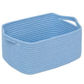 CubesLand Cube Storage Organizer Basket Bin, Cotton Rope Shelves Basket | Durable Woven Rectangular Shelf Basket for Organizing, Nursery Toys Basket, Blue Basket