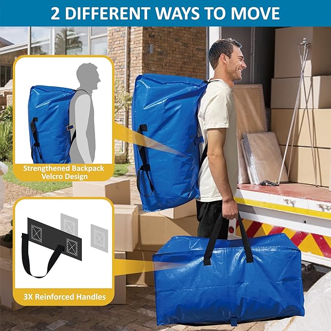 20 Pack Heavy Duty Extra Large Moving Bags with Backpack Straps & Vacuum Storage Bags, Moving Totes with Handles for Space Saving, Christmas Storage Bags for Wreaths, Garlands, Decoration & Ornaments