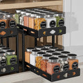 Pull Out Spice Racks for Inside Cabinets, 2 - Tier Cabinet Spice Rack Organizer, Height Adjustable Vertical Spice Rack for Cabinet, Kitchen, Pantry, Cupboard (7.5''Wx10.8''Dx9.2''H, Metal Black)