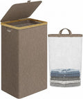 iEGrow Laundry Hamper with Lid, 110L Large Laundry Basket with Handle, Collapsible Clothes Basket Organizer with Removable Inner Bag for Clothes Towels -Brown