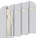 Syeeiex 60'' Dress Bags for Gowns, Set of 4 Garment Bag for Hanging Clothes, Dress Garment Bag, Dustproof and Keep Closet Tidy, Perfect for Suit Evening Dresses Fur Coat Long Dress Gown(Grey Pattern)