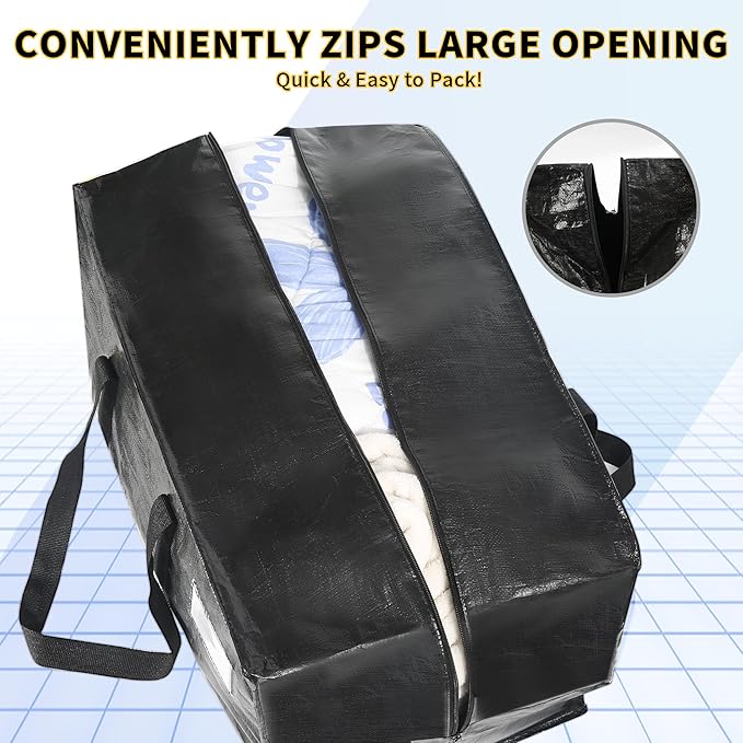 Heavy Duty Extra Large Moving Bags,121 Gallon Jumbo Packing Bags,Huge Moving Storage Bags with Strong Zippers & Carrying Handles,Reusable Big Moving Storage Bags for College Dorm Travel 2Pack