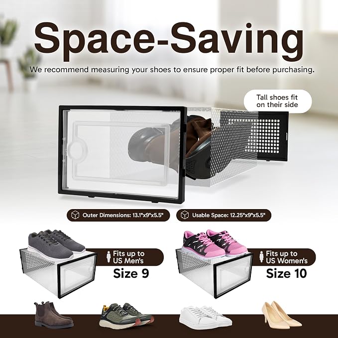 Reli. Shoe Box 7 Pack | Clear Storage Shoe Box Stackable & Compact