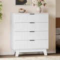 BORNOON 39" Tall Dresser for Bedroom, 4-Drawer Fluted Chest of Drawers, Modern Wood Highboy with Deep Storage, Metal Slides & Handles, Anti-Tip Kit, Vertical Clothes Organizer for Apartment, Nursery