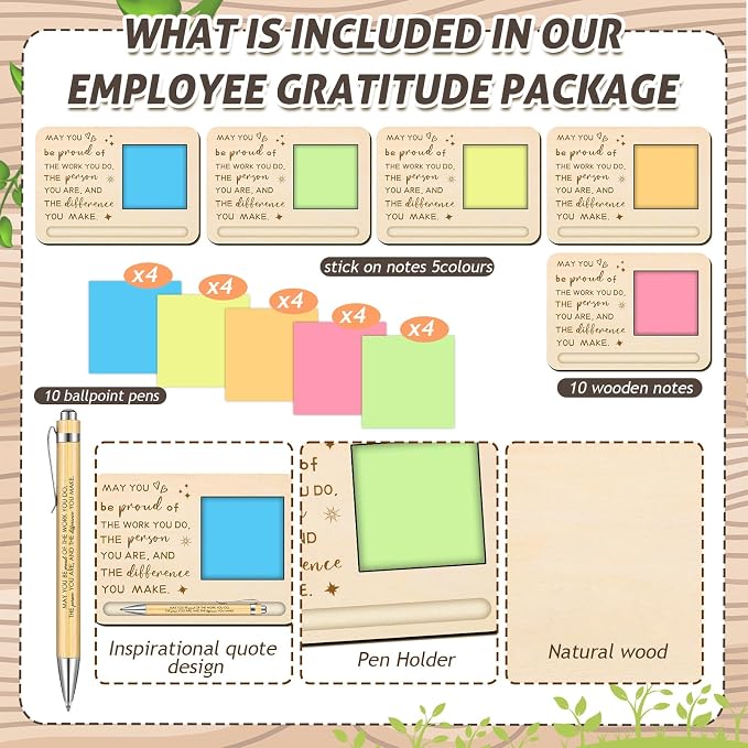 Kosiz 10 Set Back to School Teacher Gifts Bulk May You Be Proud Wooden Sticky Note Holder Set Employee Coworkers Appreciation Thank You Gifts for Teacher Team Staff Office Supplies