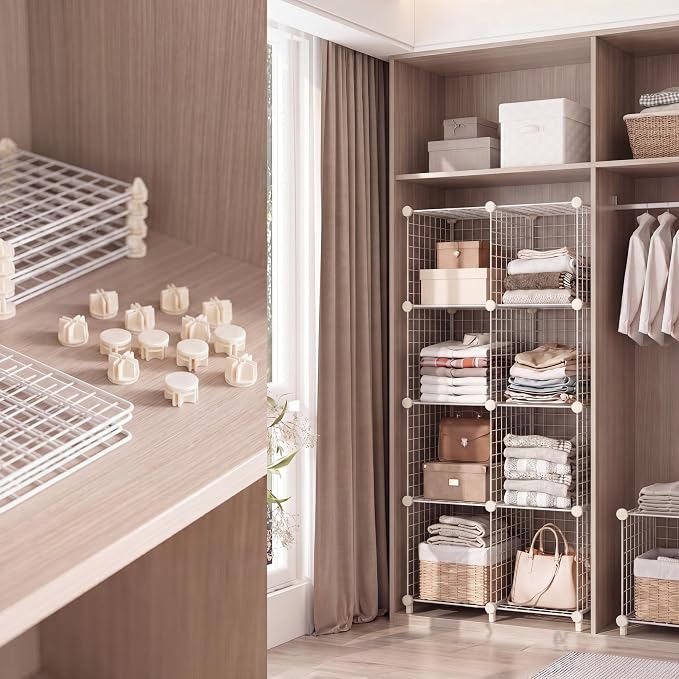32 Pieces Cube Connectors Plastic Storage Wire Cube Organizer ABS Connectors for Modular Closet Storage Organizer and Wire Shelf (White)