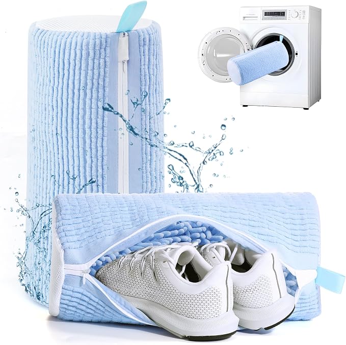 Aship Shoe Washing Machine Bag, Laundry Shoes Bag for Washer & Dryer - 2PC Reusable Shoe Cleaning Bag for Sneakers,Tennis Shoes, 360° Deep Cleaning With Self-locking Zipper for All Shoes Sizes - Blue