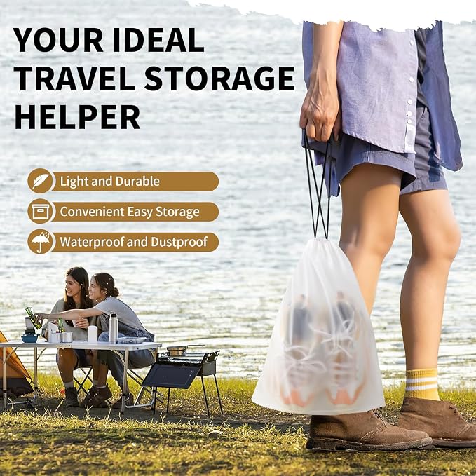 20 Pack Shoe Bags for Travel, 15.7" x 11.8" Clear Travel Shoe Bags for Packing, Large Waterproof Portable Drawstring Travel Shoe Storage Bag Travel Essentials Women for and Men