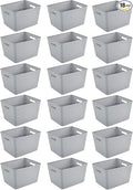 Sterilite 18 Pack Plastic Storage Bin Organization Containers, Tall Baskets, Cement