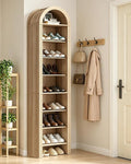 CHOEZON 71" Tall Arched Shoe Cabinet, 8-Tier Shoe Storage Cabinet, Shoe Rack with 3 Adjustable Shelves, Freestanding Shoe Organizer for Entryway, Foyer, Hallway, and Living Room, Natural MSC04NL