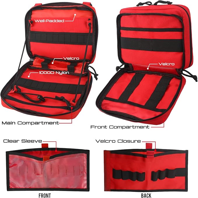 WYNEX Tactical Large Admin Molle Pouch of Double Layer Design EDC Organizer | Molle EDC EMT Utility Pouches with Map Sleeve Modular Tool Bag Large Capacity Flag Patch Included