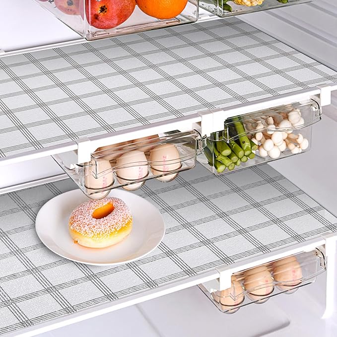 Coavas Shelf and Drawer Liner, Non Slip Extra Grip Non Adhesive Waterproof Thickened Cabinet Mat, Easy Cut for Kitchen Pantry Bathroom Dresser Cupboard (Stripe, 12IN x 10FT)