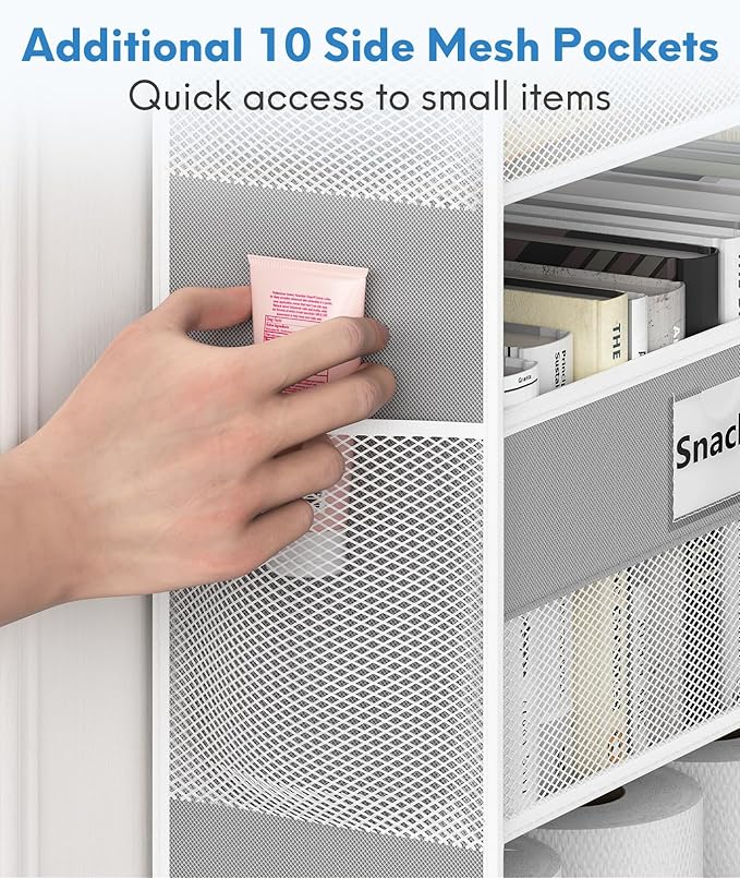 Optish Over The Door Organizer Hanging, 5 Shelf Behind The Doors Storage, Pantry Door Organizer, Closet Organizers for Bedroom and Nursery (Grey)