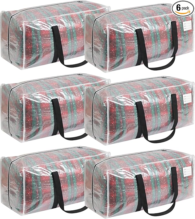 VTSVTS 6 Pack Extra Heavy Duty Large Moving Bags with Comfortable Handle & Strong Zipper,Storage Totes for Space Saving Moving Storage College Supplies Alternative to Moving Box,Clear