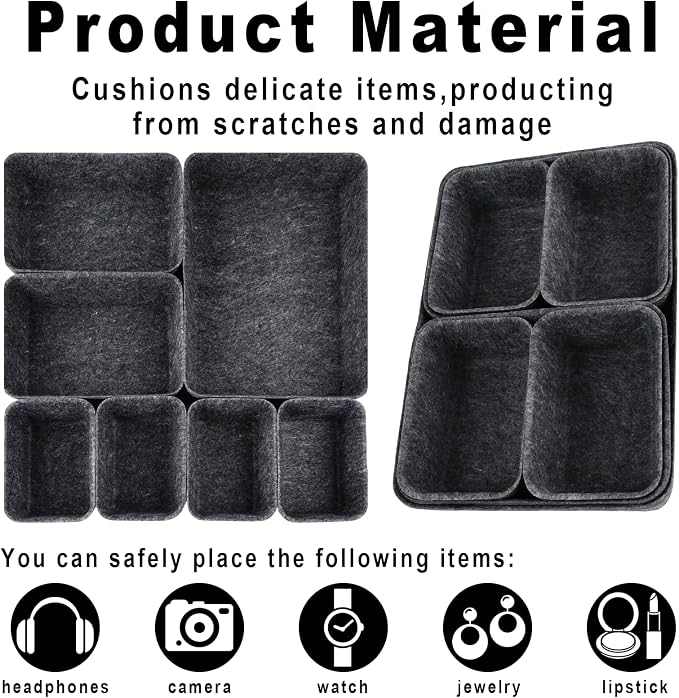Drawer Organizer Compatible with Alex – 7 Pack Felt Desk and Makeup Drawer Organizers, Soft Storage Bins for Office, Vanity, Bedroom, and Dresser Drawers