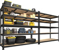 PrimeZone 2 Pack Heavy Duty Storage Shelves - 47"W x 18"D x 71"H 5 Tier Adjustable Garage Storage Shelving, Metal Utility Rack Organizer Shelf Unit for Warehouse Pantry Closet Kitchen Basement, Black