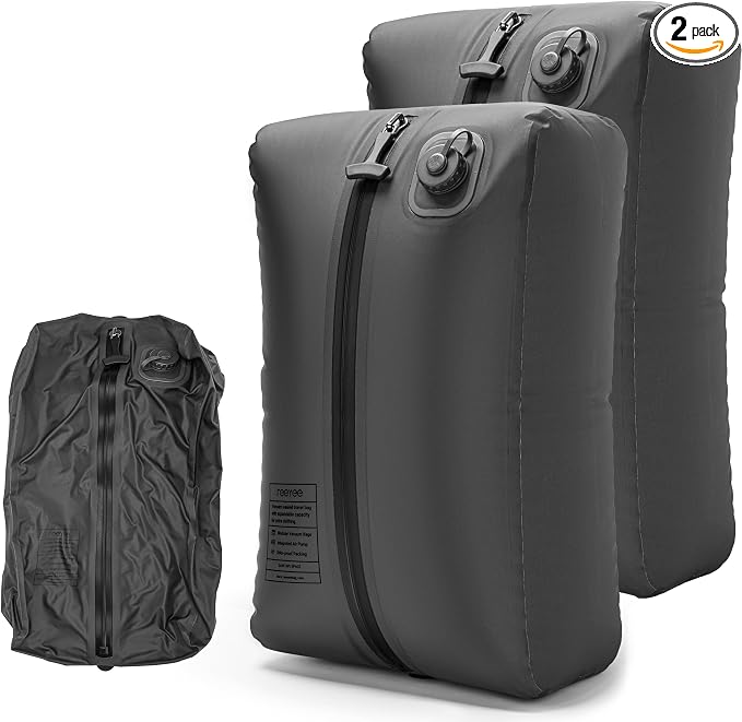 Reeyee Electric Vacuum Compression Bag Kit, 20L Portable Travel Packing Cube with Built-in Pump, Type-C Rechargeable, Odor & Waterproof Anti-Rip TPU, Saves 60% Space Storage bags (2, Gray)