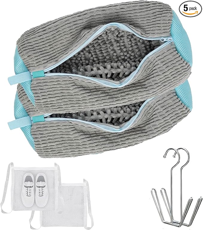 Shoes Washing Machine Bag(2 Pack),Reusable Laundry Bag for Washing Machine,Include 1 Dryer Mesh Bag and 2 Drying Racks,Shoes Bags with Durable Zipper for Sneakers and Canvas Shoes