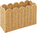 Paper Rope Magazine Holder, Tall Narrow Scalloped Basket | Handwoven Paper Rope Narrow Basket for Magazine Storage, Book basket, Mail Organizer, File Holder 15"L x 6"W x 11"H