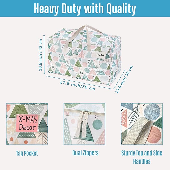 VENO 6 Pack Extra Large Heavy Duty Moving Bags with Wide Opening & Reinforced Handles, Reusable Storage Tote Bags with Strong Zippers for Clothes, College Dorm Essentials & Moving Supplies