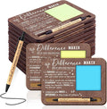 Kosiz 10 Set Brown Difference Maker Appreciation Gifts Wooden Sticky Note Holder with Notes and Ballpoint Pens Inspirational Sticky Notes Sets for Employee Coworker Staff Thank You Appreciation Gifts