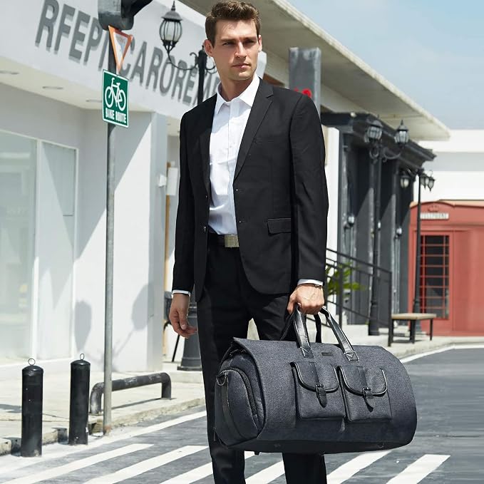 UNIQUEBELLA Travel Garment Duffel Bag, 45L Carry on Suit Bag for Men Convertible Foldable Weekend Bag with Shoe Compartment