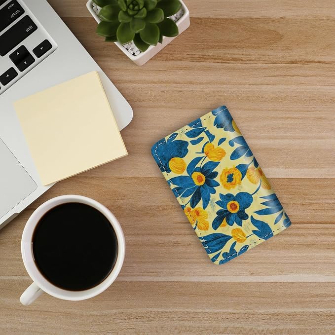 Business Card Holder，PU Leather Business Card Case Color Printing Pattern Card Holder Wallet，Pockets Magnetic Credit Card Holders for Men and Women - Pink Flowers