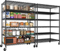 2Pack Wire Shelving 1500lbs 6 Tier Storage Shelves with Wheels NSF Certified Heavy Duty Steel Metal Shelf Adjustable Rolling Rack Kitchen Garage Closet Pantry Laundry 36''Wx18''Dx78''H
