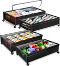 Under Bed Storage with Wheels，4 Pack Under Bed Storage Containers,Underbed Shoe Storage Bedroom Large Capacity Under Bed Storage with Lid for Clothes Shoes Toys Blankets