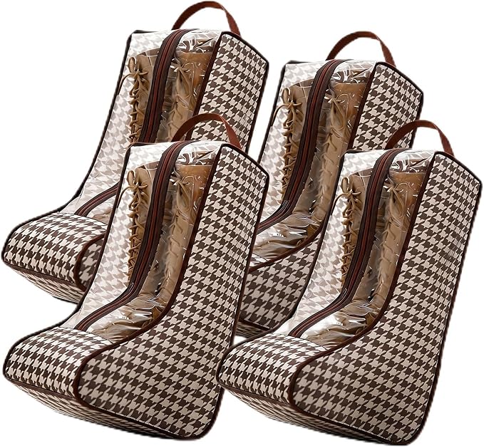 Boot Storage Bag for Cowboy Boots, Portable Tall Boot Bags with Clear Window and Handle, Dustproof Non Woven Boot Organizer for Closet Travel Packing, Shoe Protector Bag for Women Boots
